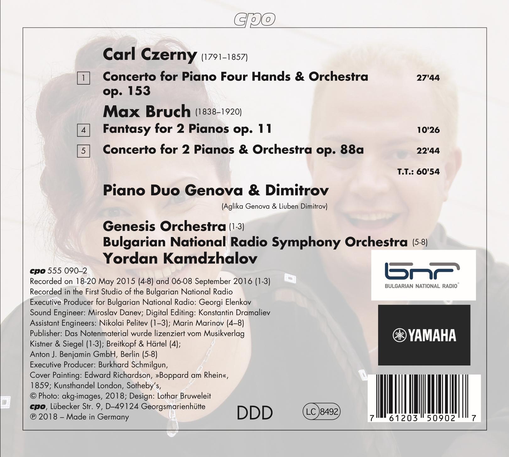 Carl Czerny & Max Bruch • Concertos for Piano Duo and Orchestra (cpo 555 090-2) | Back Inlay