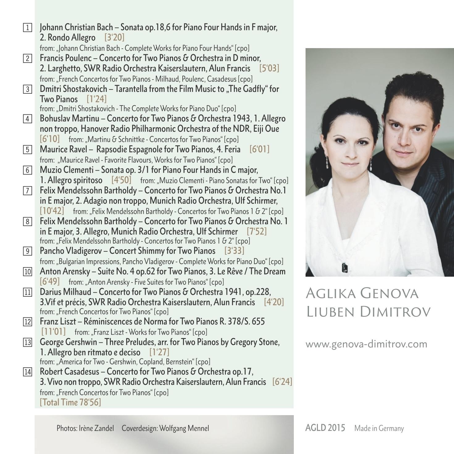 CD "20 Years Genova & Dimitrov Piano Duo" (cpo AGLD 2015) | Back
