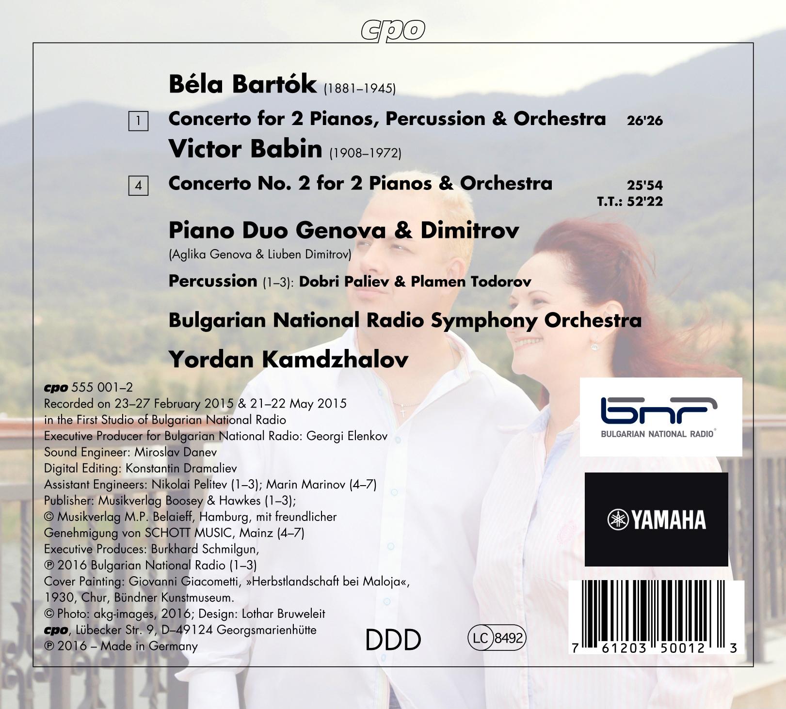 Béla Bartók & Victor Babin • Concertos for Two Pianos & Orchestra (cpo 555 001-2) | Back Inlay