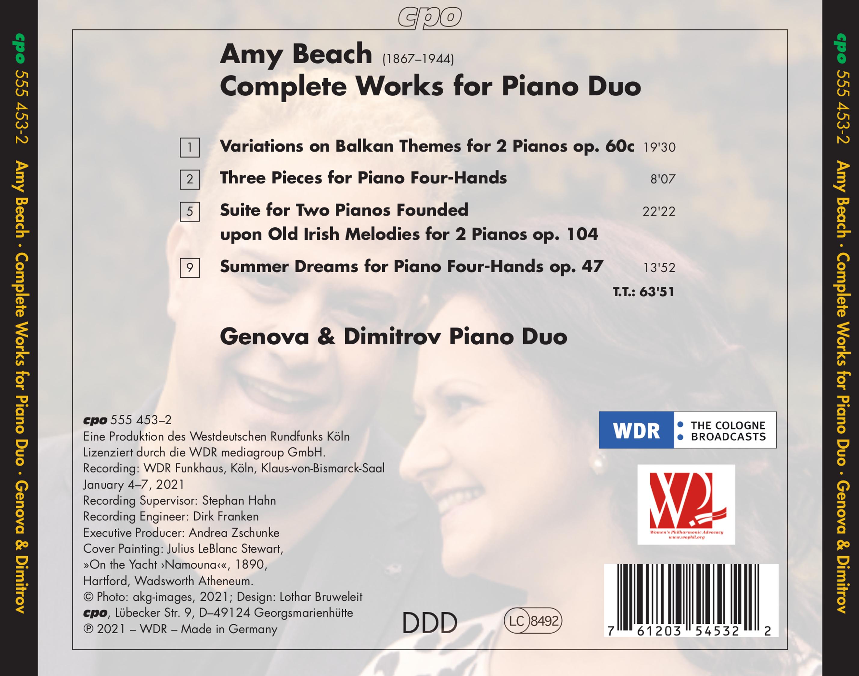 Amy Beach • Gesamtwerk für Klavierduo • Genova & Dimitrov (cpo 555453-2) _Back Inlay